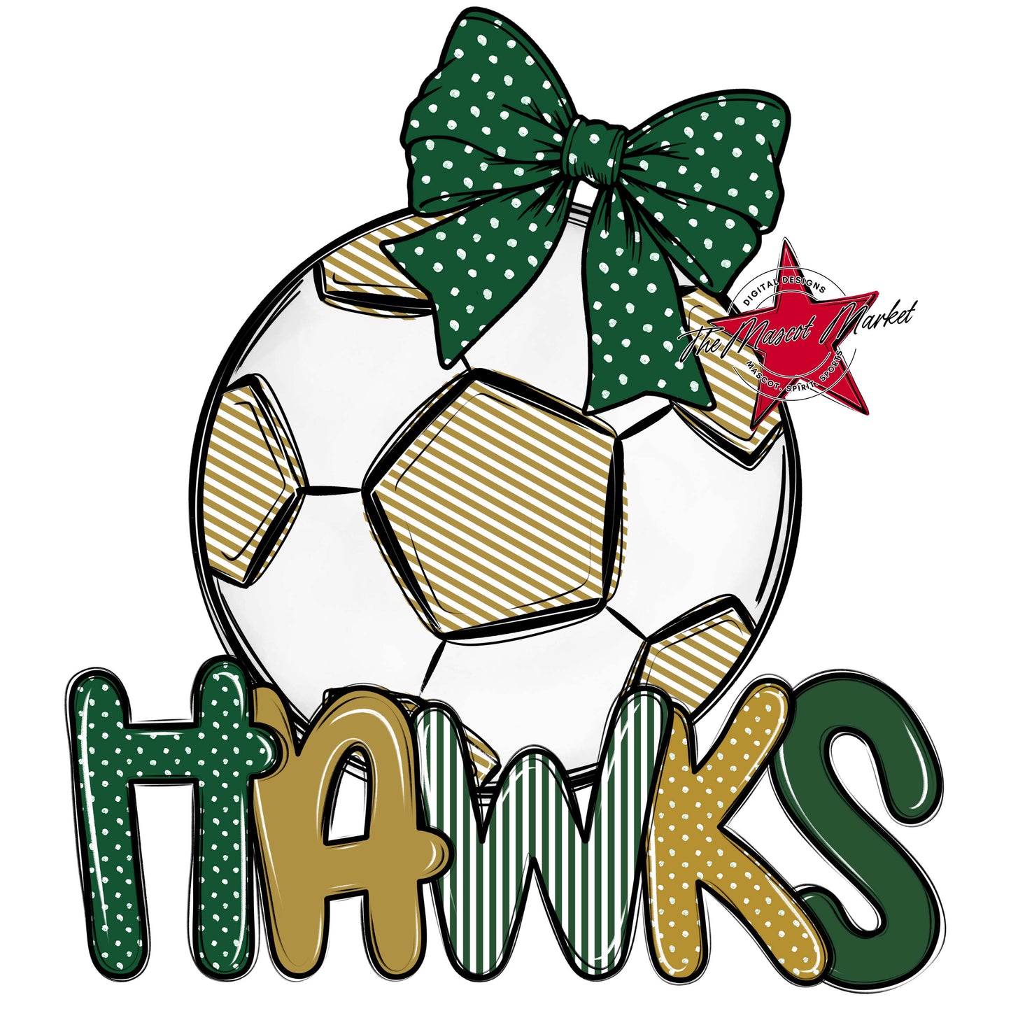Hawks Soccer Spirit Design-Green & Gold