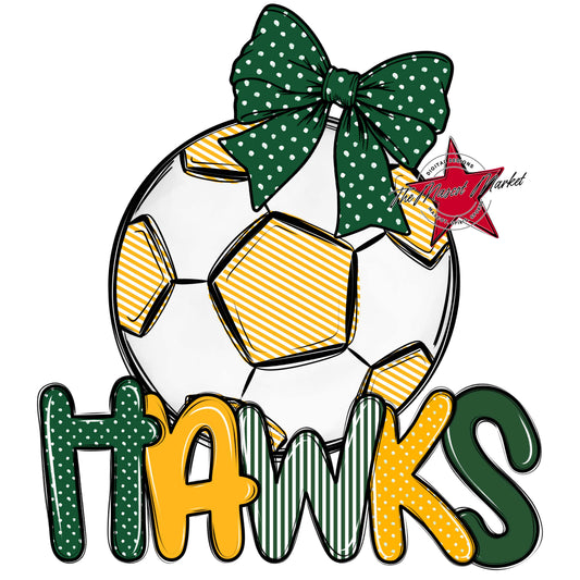 Hawks Soccer Spirit Design-Green & Yellow
