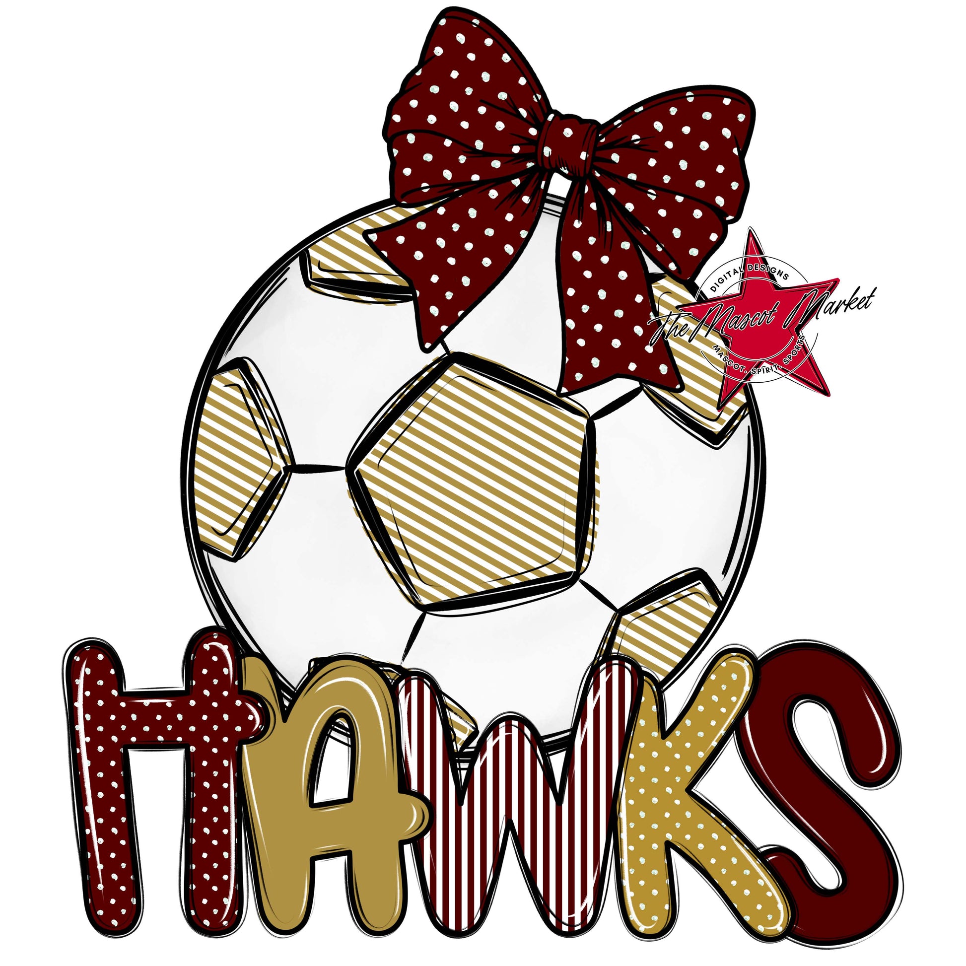 Hawks Soccer Spirit Design-Maroon & Gold