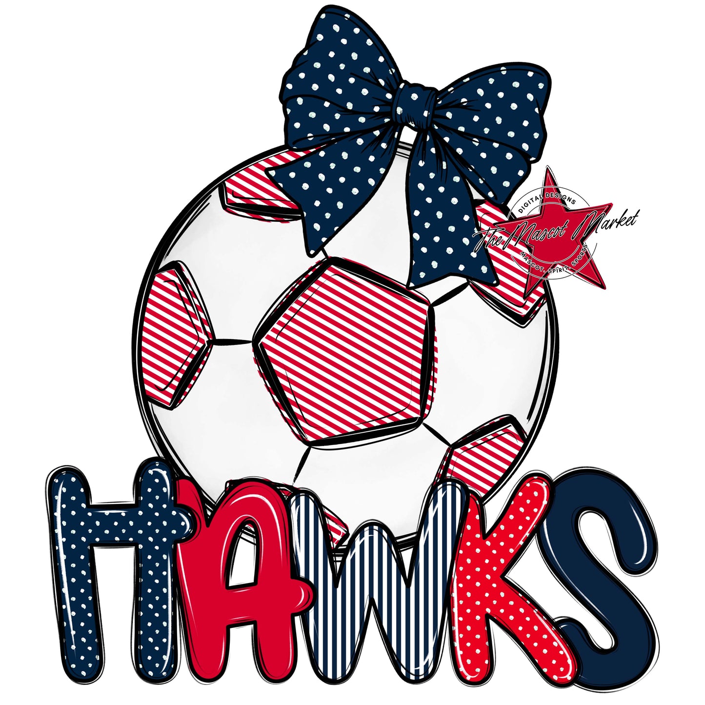 Hawks Soccer Spirit Design-Navy & Red