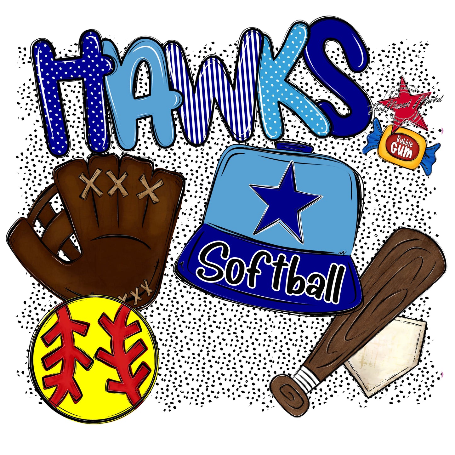 Hawks Softball Spirit-Blue & Carolina Blue