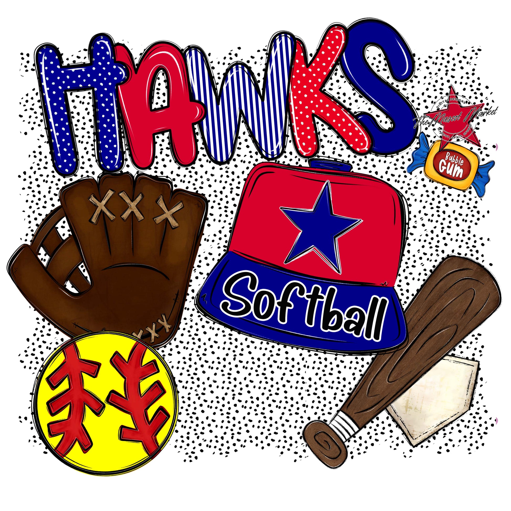 Hawks Softball Spirit-Blue & Red