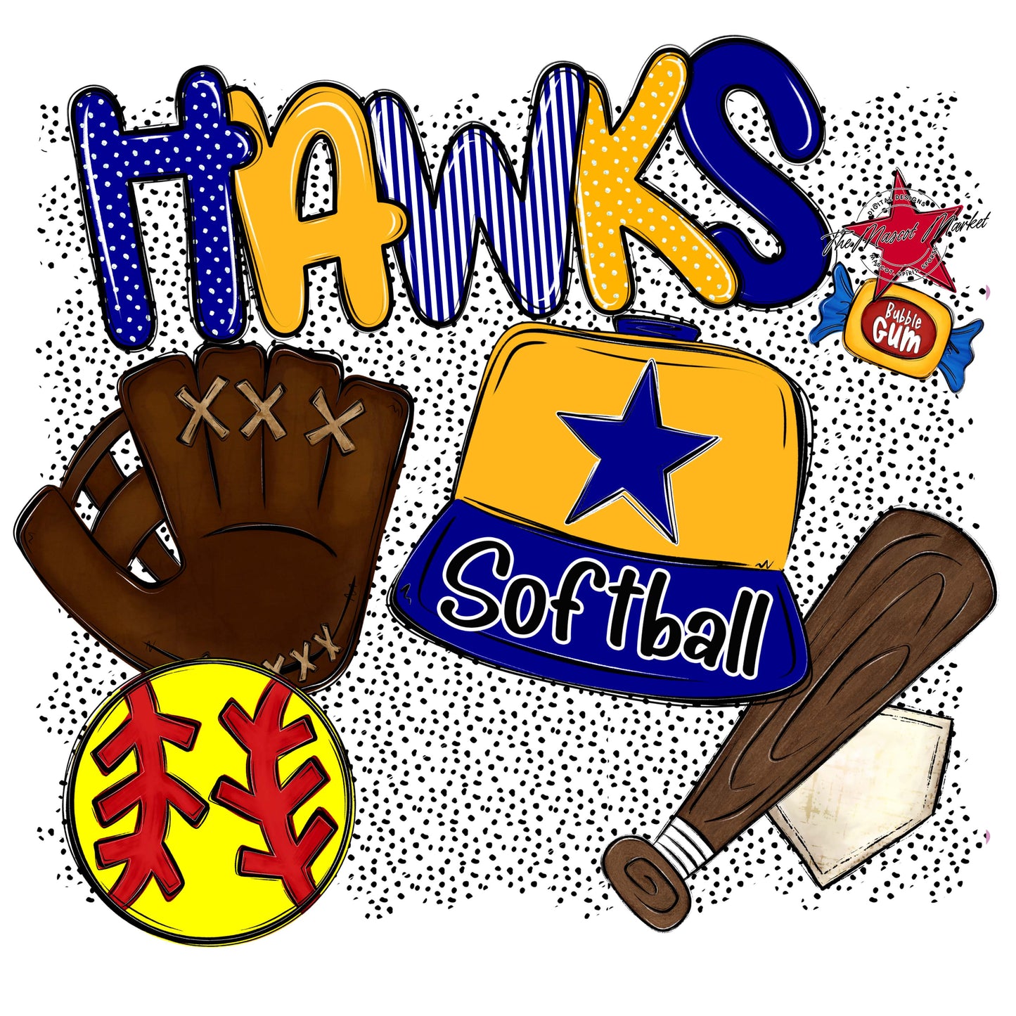 Hawks Softball Spirit-Blue & Yellow
