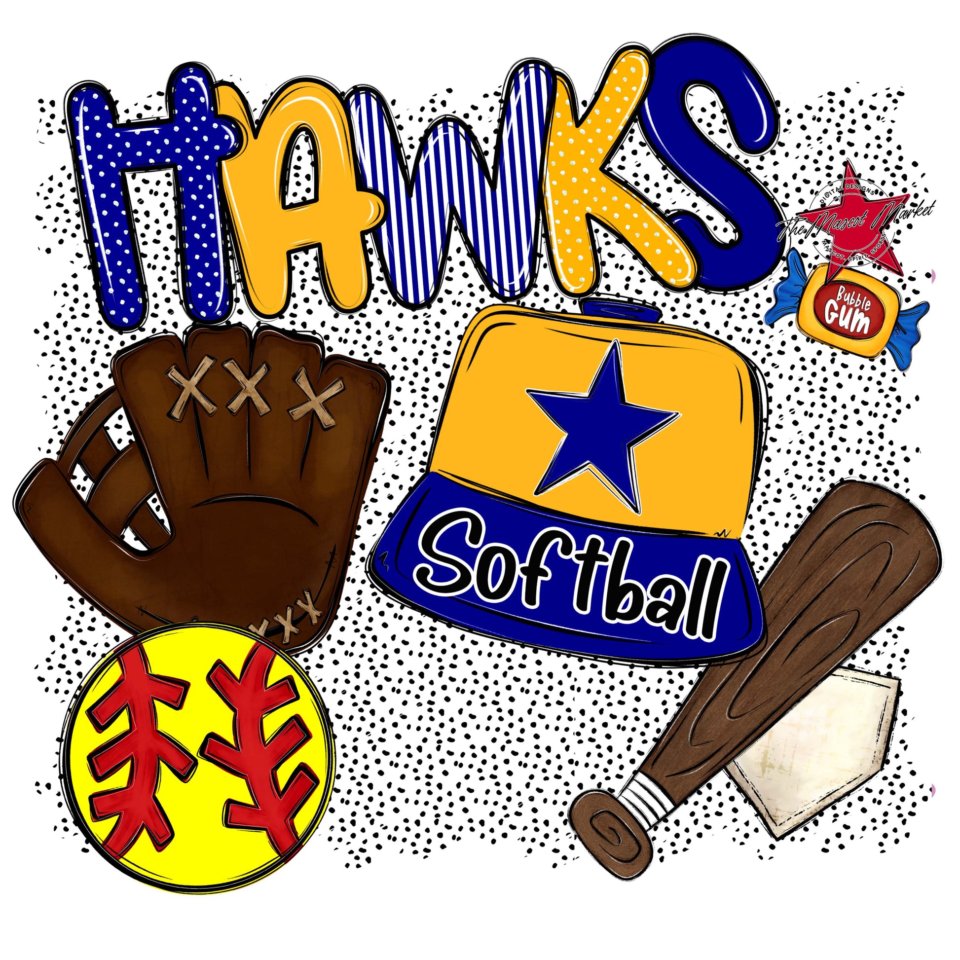 Hawks Softball Spirit-Blue & Yellow