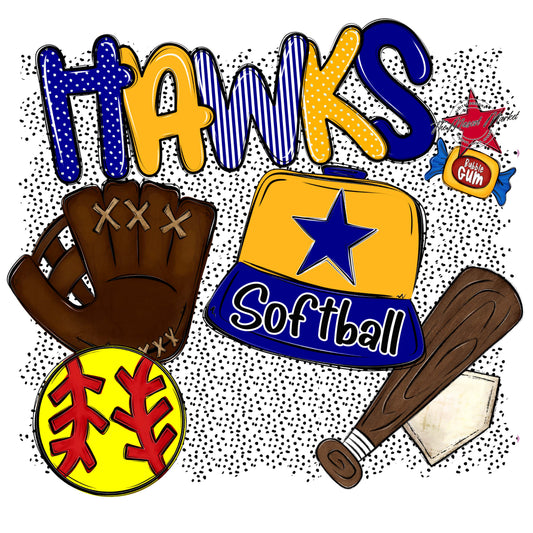 Hawks Softball Spirit-Blue & Yellow