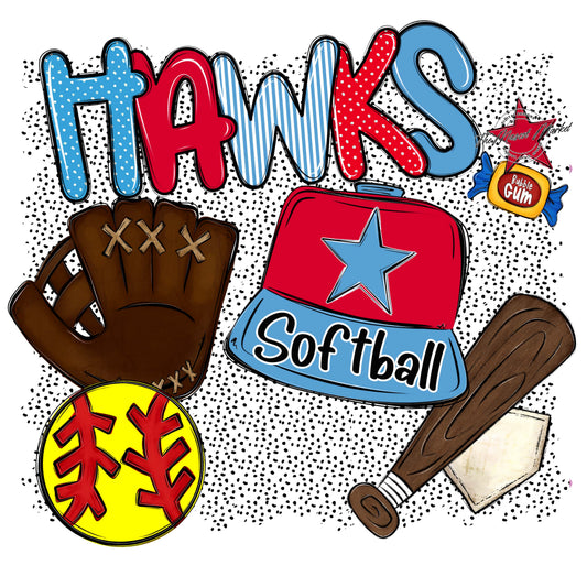 Hawks Softball Spirit-Carolina Blue & Red