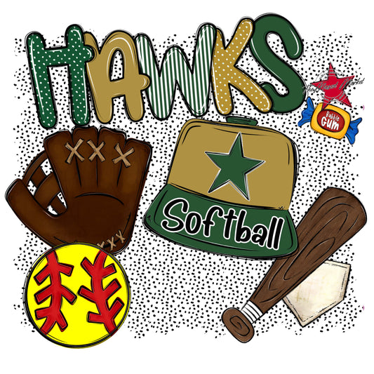 Hawks Softball Spirit-Green & Gold