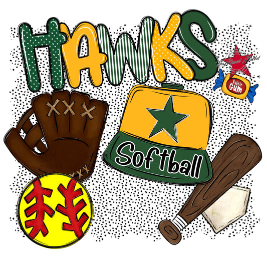 Hawks Softball Spirit-Green & Yellow