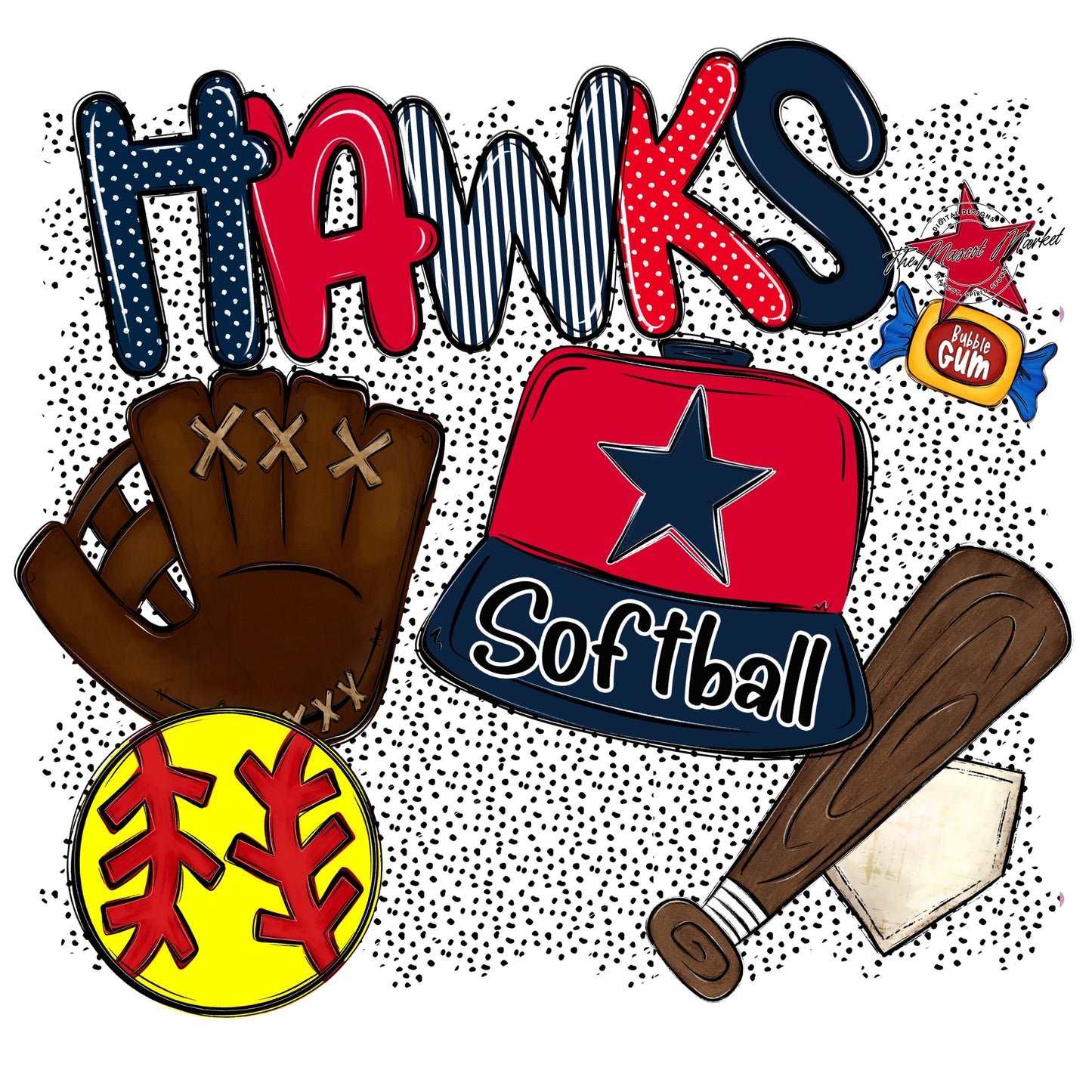 Hawks Softball Spirit-Navy & Red