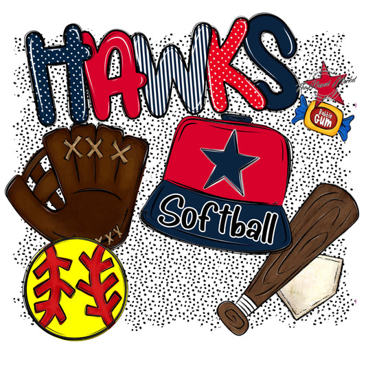 Hawks Softball Spirit-Navy & Red