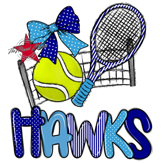 Hawks Tennis Spirit Design-Blue & Carolina Blue