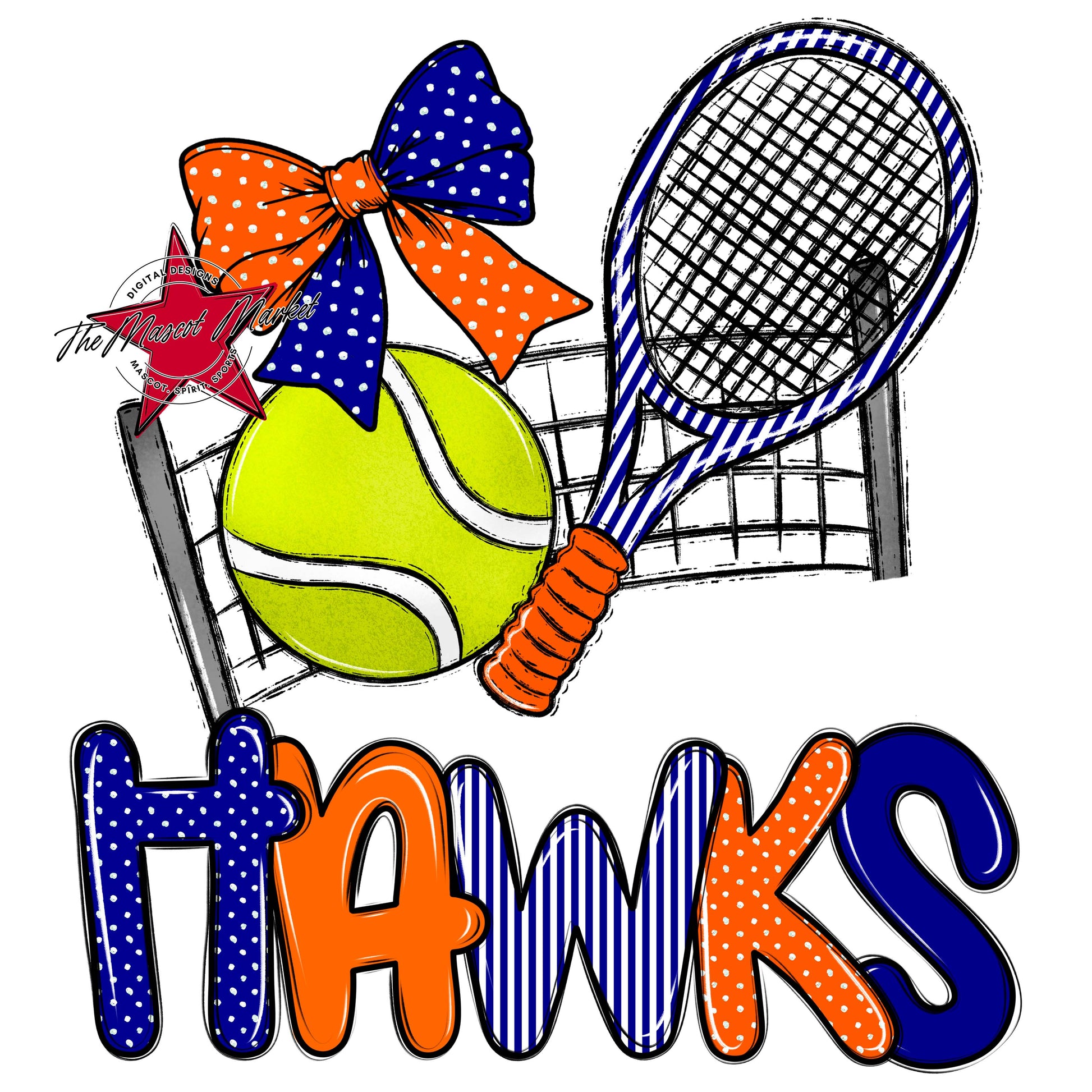 Hawks Tennis Spirit Design-Blue & Orange