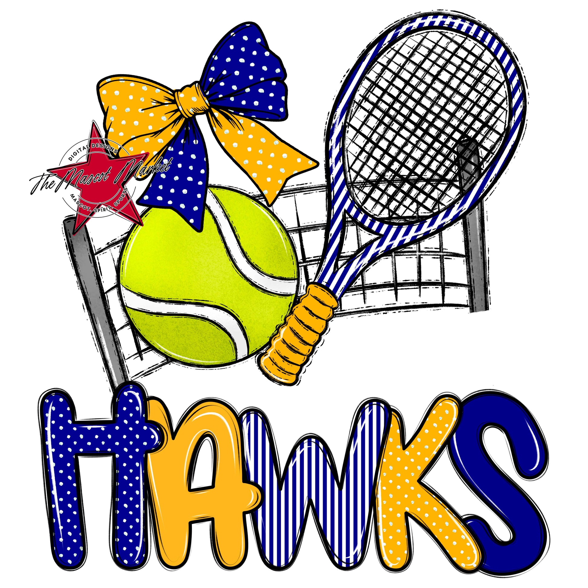 Hawks Tennis Spirit Design-Blue & Yellow