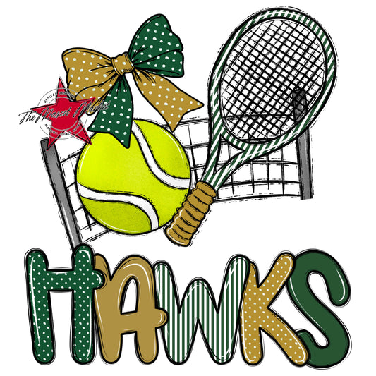 Hawks Tennis Spirit Design-Green & Gold