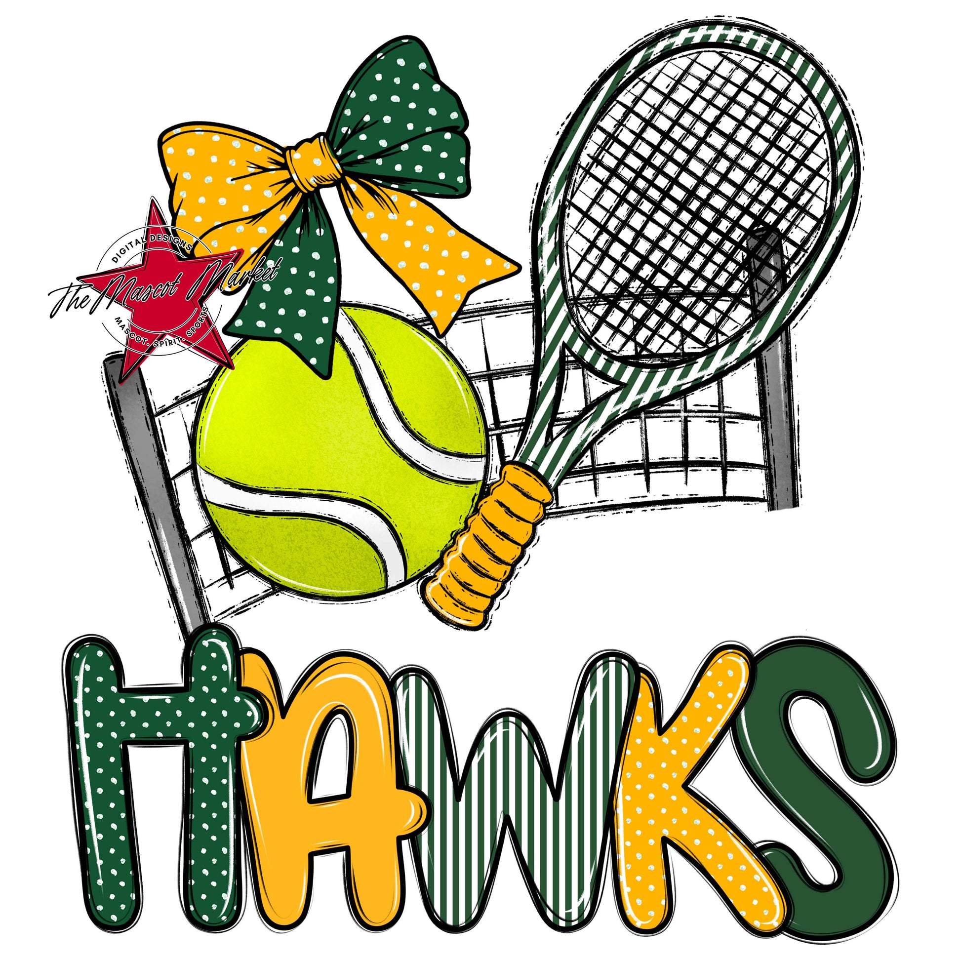 Hawks Tennis Spirit Design-Green & Yellow