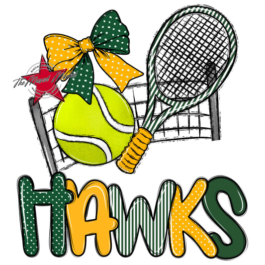 Hawks Tennis Spirit Design-Green & Yellow