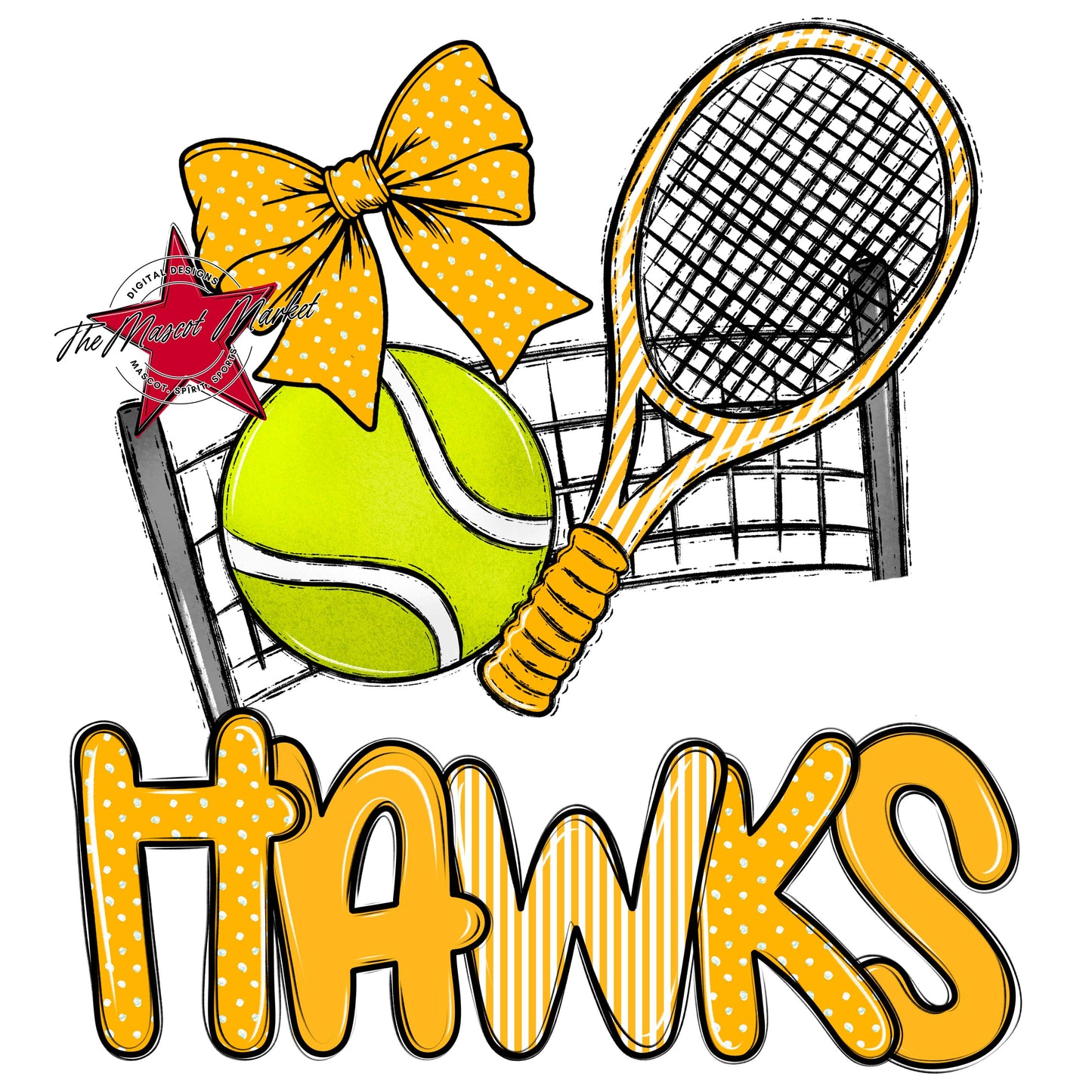 Hawks Tennis Spirit Design-Yellow