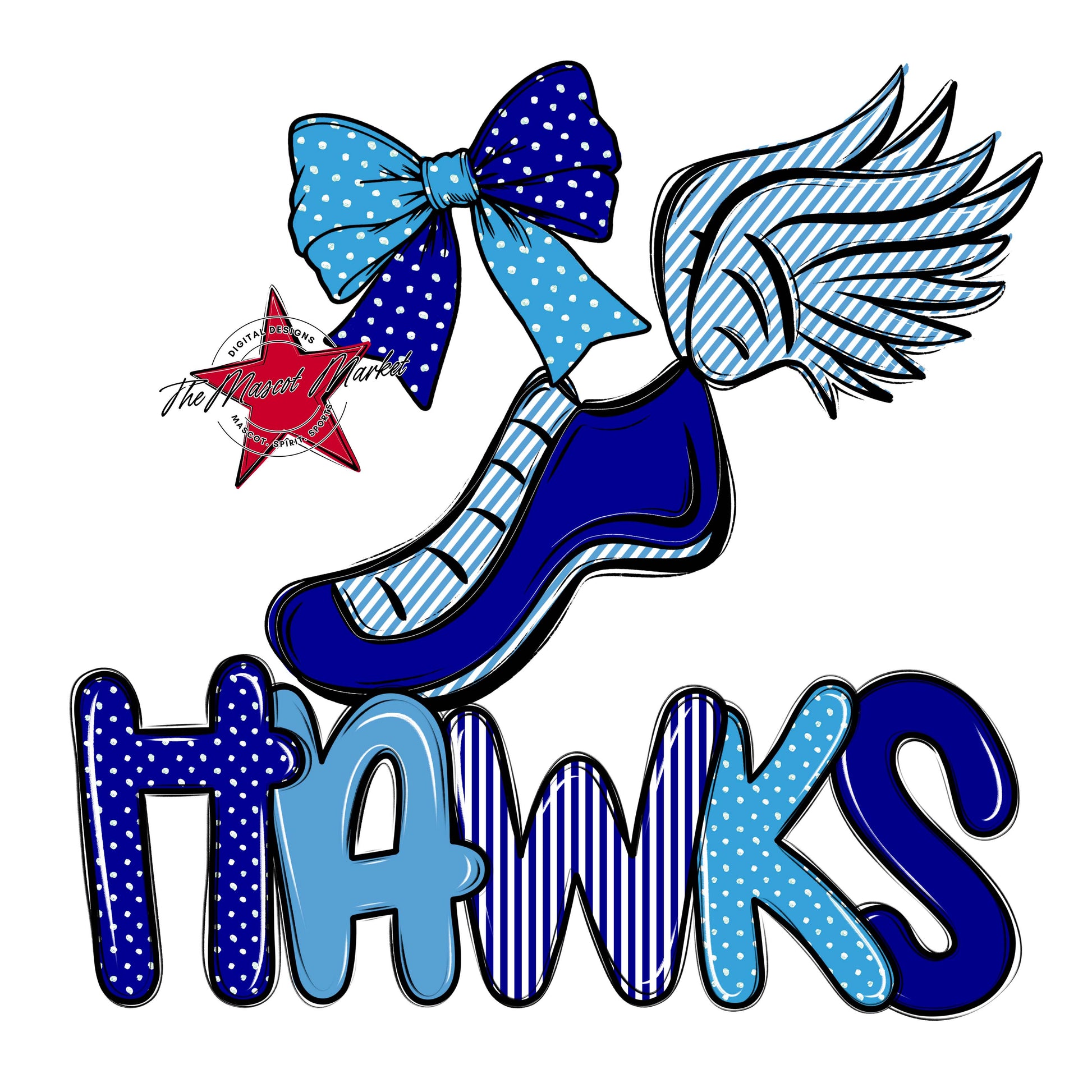Hawks Track Spirit Design-Blue & Carolina Blue