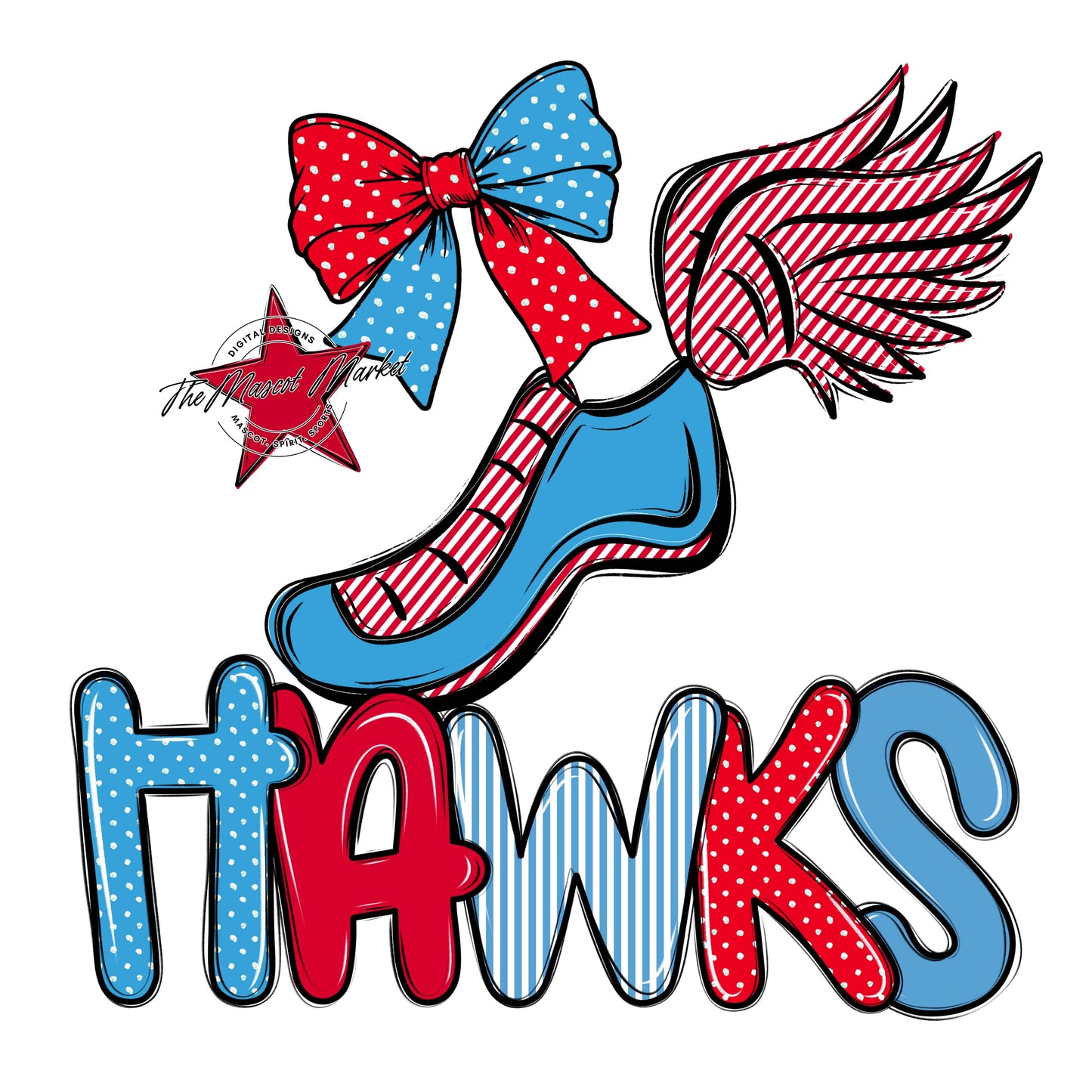 Hawks Track Spirit Design-Carolina Blue & Red