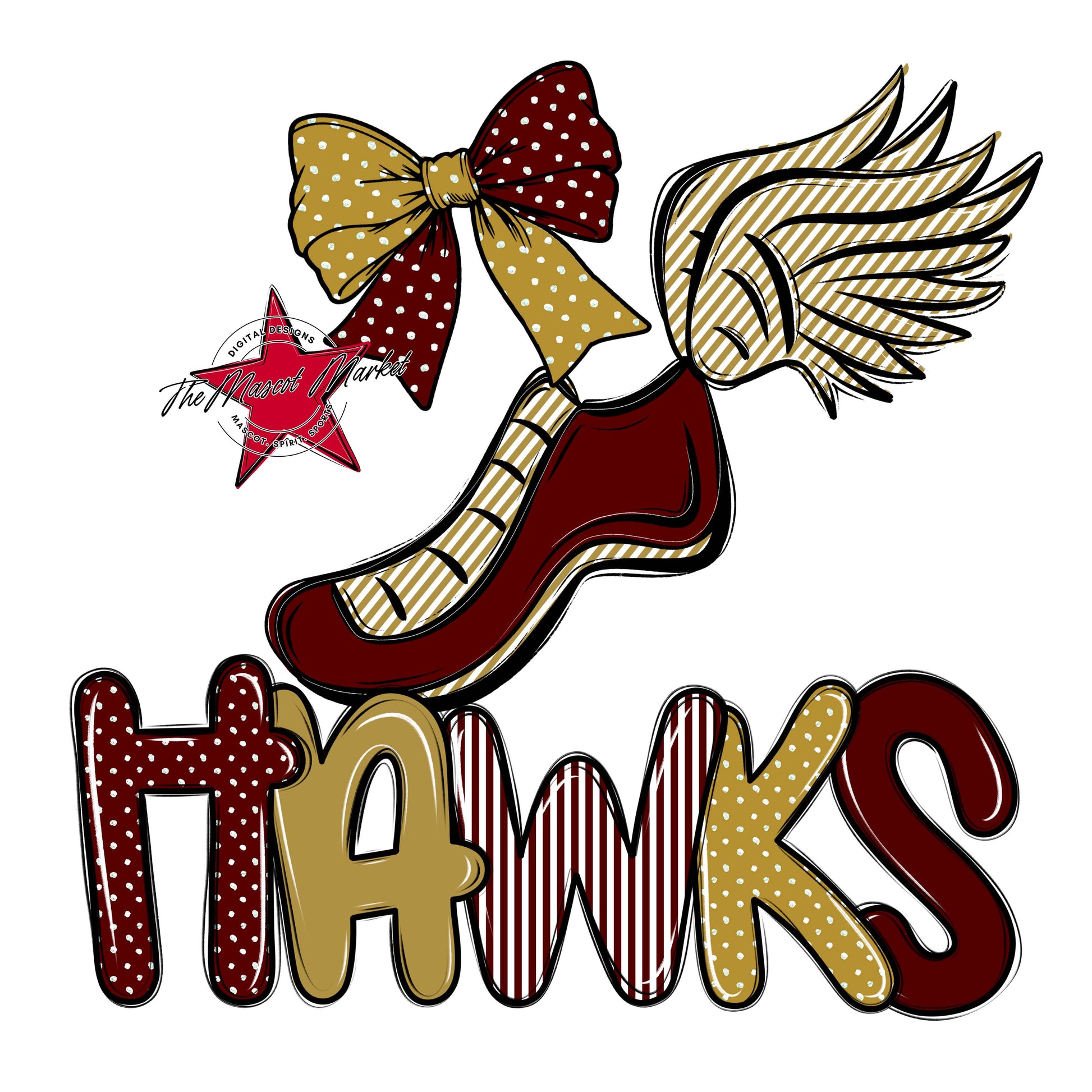 Hawks Track Spirit Design-Maroon & Gold