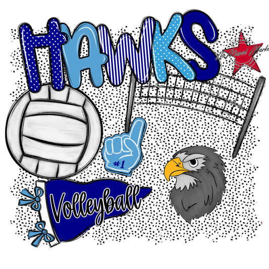 Hawks Volleyball Spirit-Blue & Carolina Blue