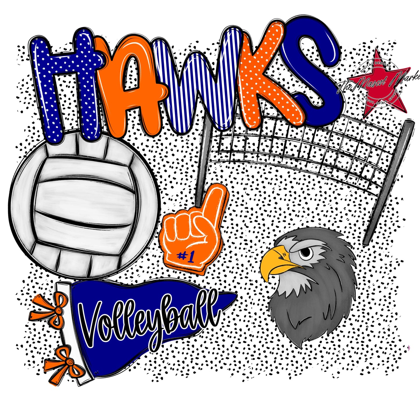 Hawks Volleyball Spirit-Blue & Orange