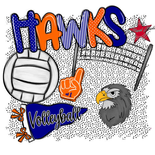 Hawks Volleyball Spirit-Blue & Orange