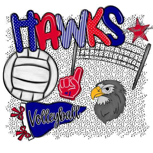 Hawks Volleyball Spirit-Blue & Red