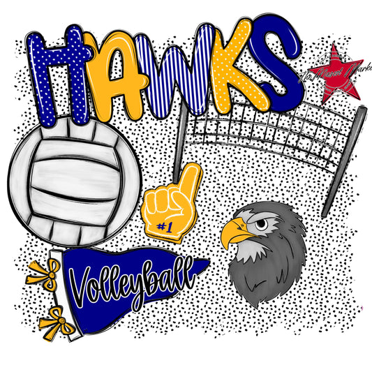 Hawks Volleyball Spirit-Blue & Yellow