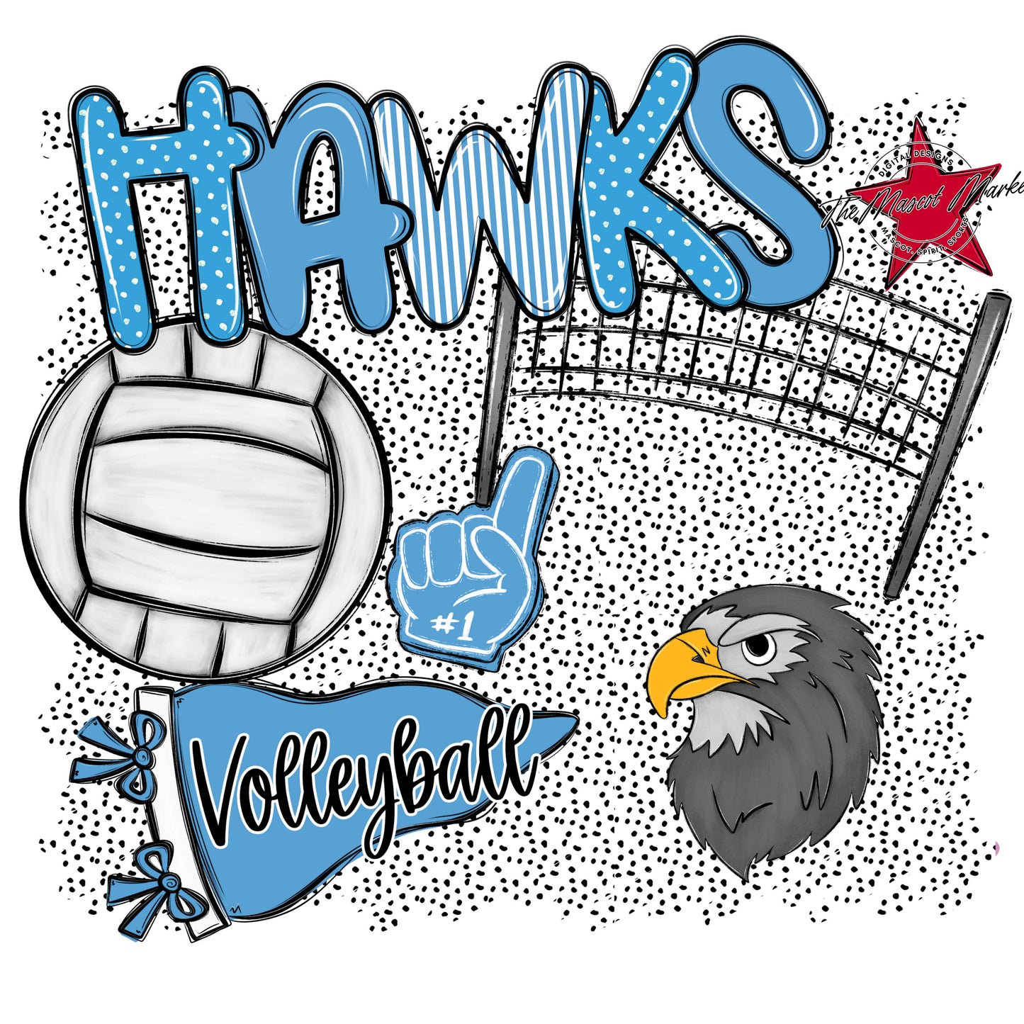 Hawks Volleyball Spirit-Carolina Blue