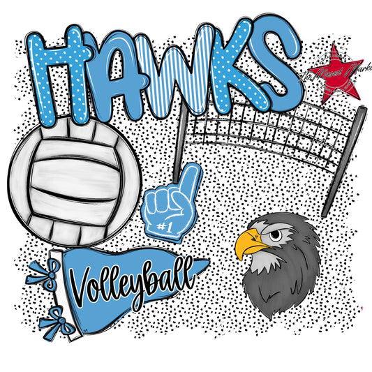 Hawks Volleyball Spirit-Carolina Blue