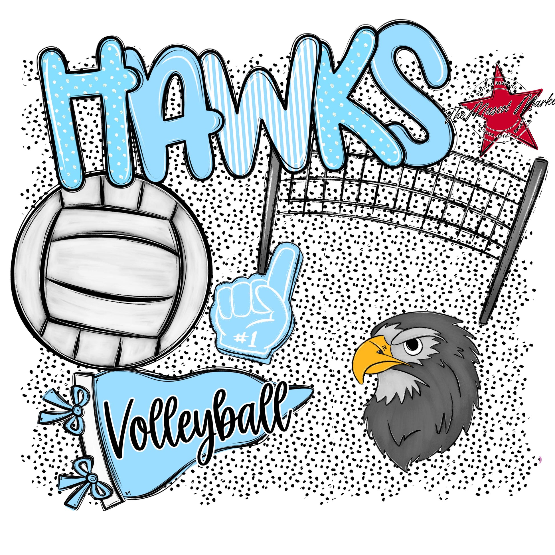 Hawks Volleyball Spirit-Columbia Blue