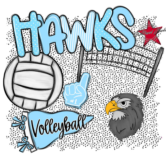 Hawks Volleyball Spirit-Columbia Blue