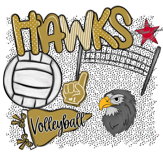 Hawks Volleyball Spirit-Gold