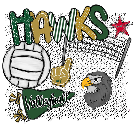 Hawks Volleyball Spirit-Green & Gold