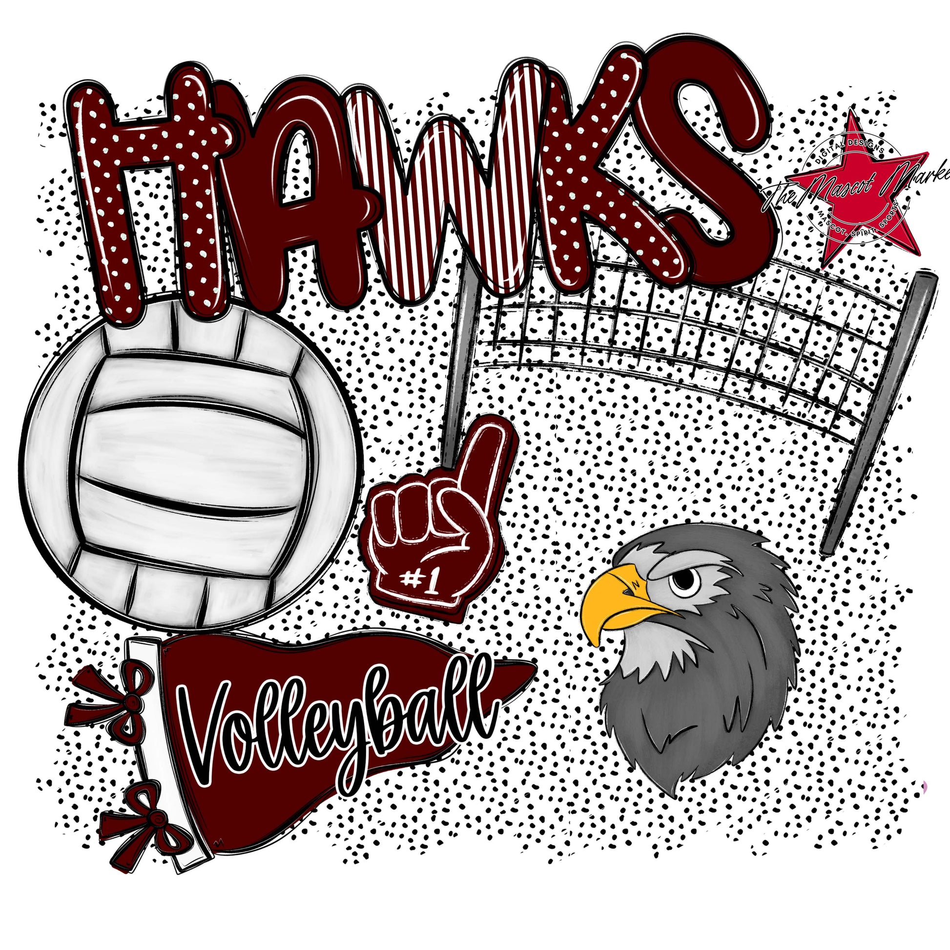 Hawks Volleyball Spirit-Maroon