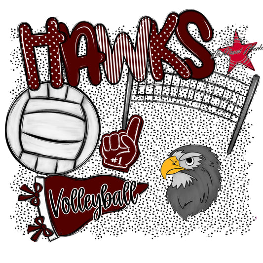 Hawks Volleyball Spirit-Maroon