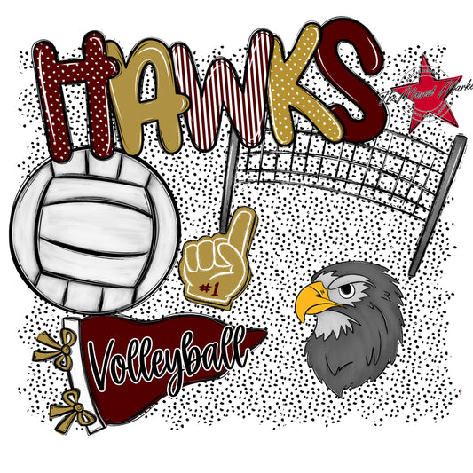 Hawks Volleyball Spirit-Maroon & Gold