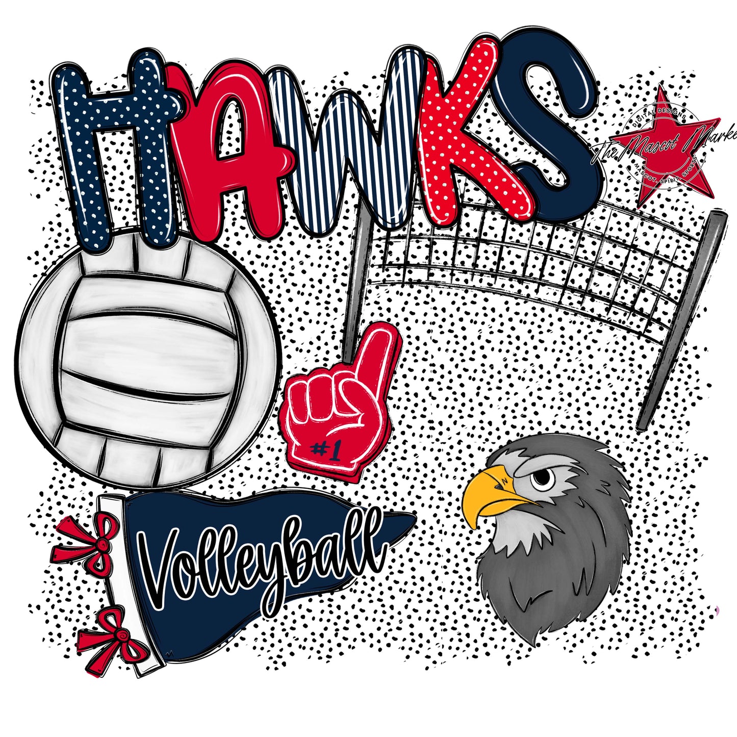 Hawks Volleyball Spirit-Navy & Red