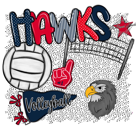 Hawks Volleyball Spirit-Navy & Red
