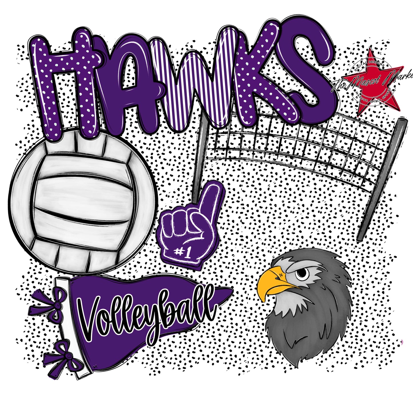 Hawks Volleyball Spirit-Purple