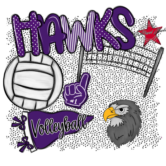 Hawks Volleyball Spirit-Purple