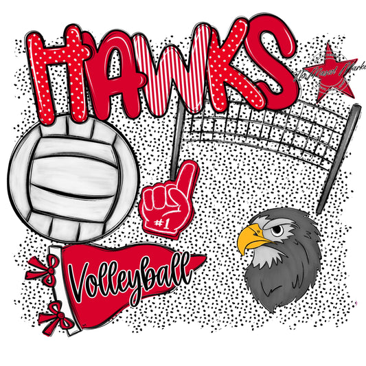 Hawks Volleyball Spirit-Red
