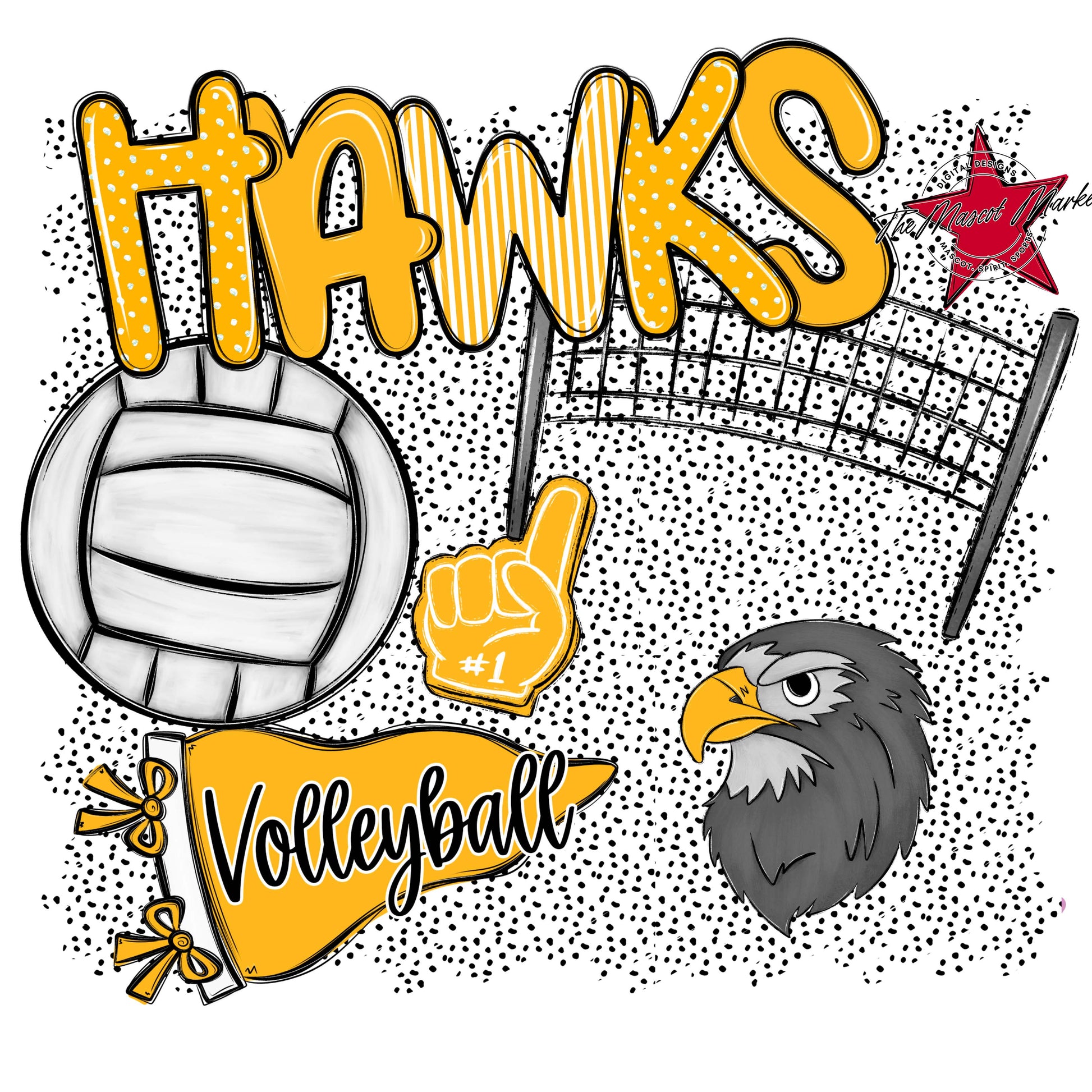 Hawks Volleyball Spirit-Yellow