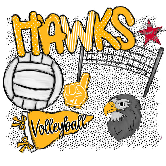 Hawks Volleyball Spirit-Yellow