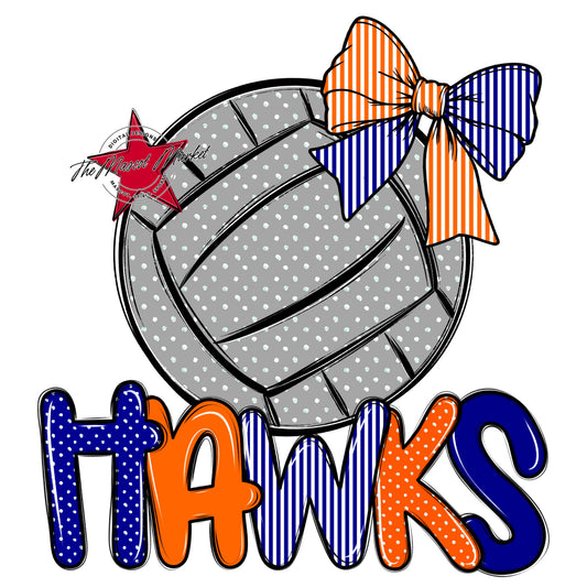 Hawks Volleyball Spirit Design-Blue & Orange