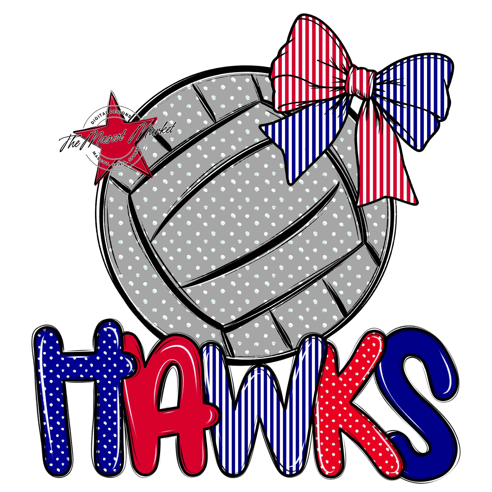 Hawks Volleyball Spirit Design-Blue & Red