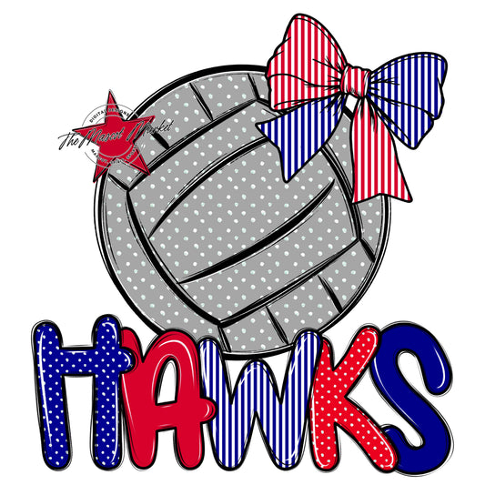 Hawks Volleyball Spirit Design-Blue & Red