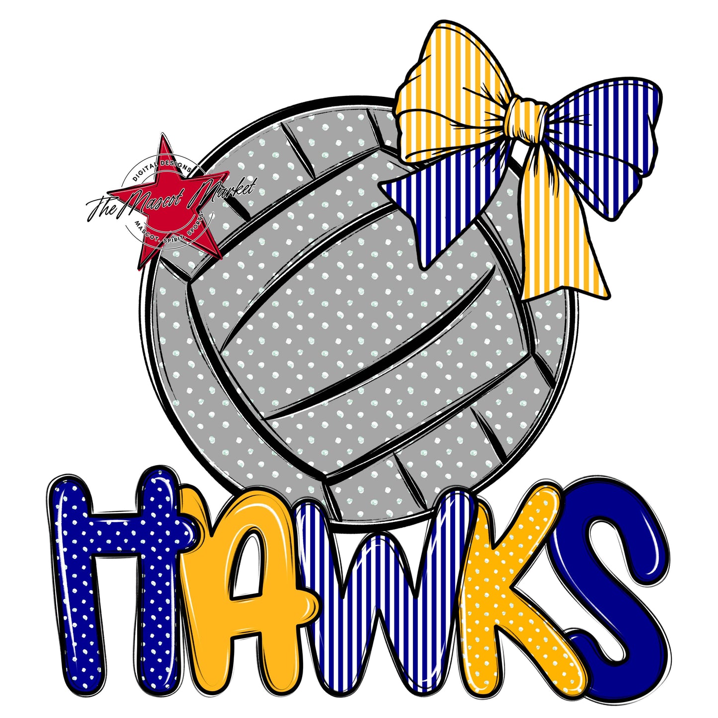 Hawks Volleyball Spirit Design-Blue & Yellow