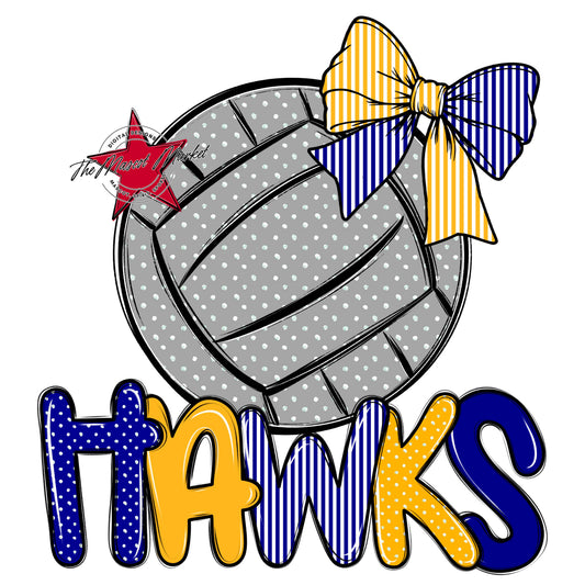 Hawks Volleyball Spirit Design-Blue & Yellow